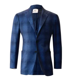 KITON Cashmere Blue Plaid Sport Coat