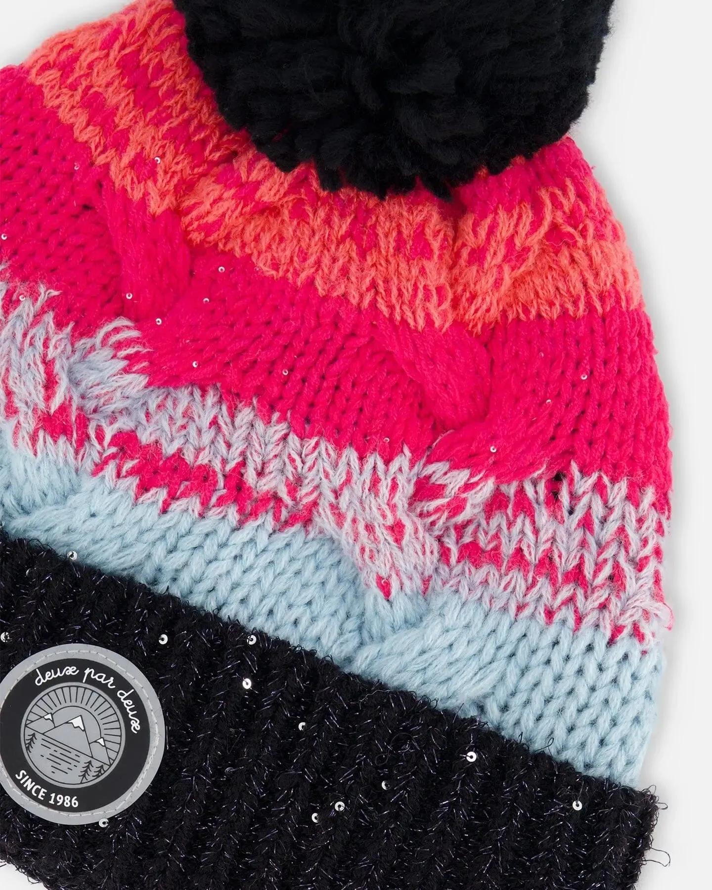 Knit Hat Gradient Blue, Coral And Fuschia