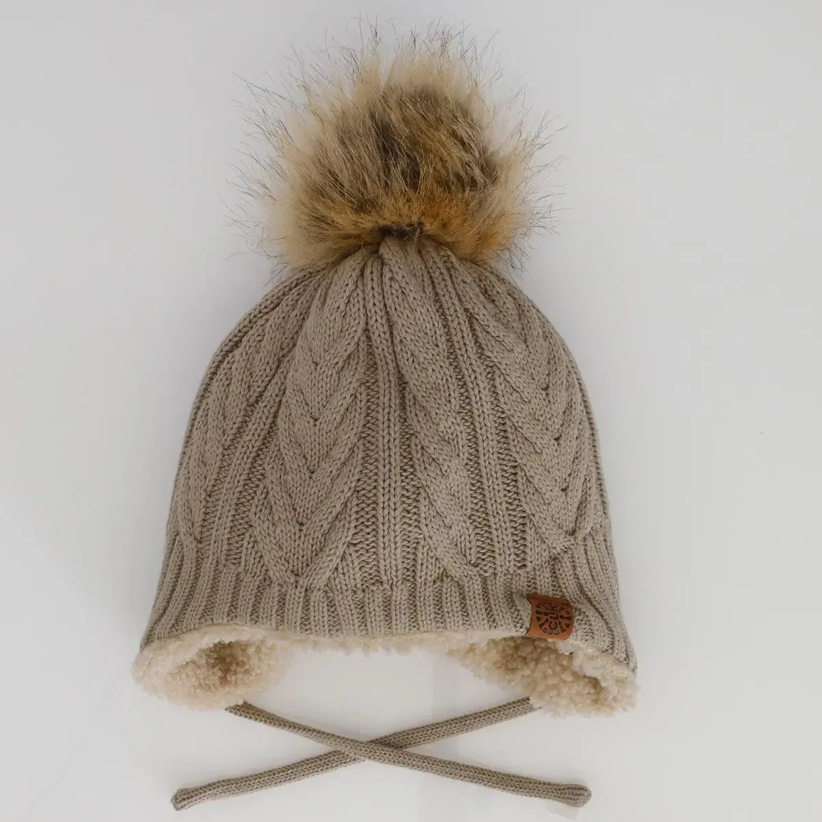 Knit Pom Pom Hat - Cashmere | CALIKIDS