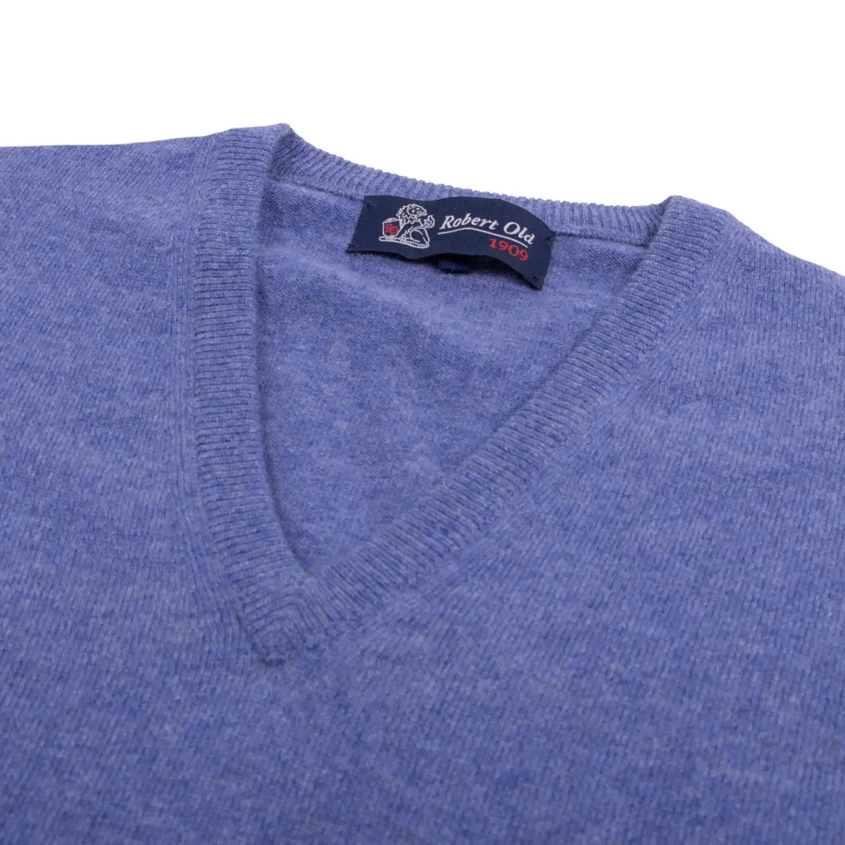 Lapis Blue Chatsworth 2ply V-Neck Cashmere Sweater