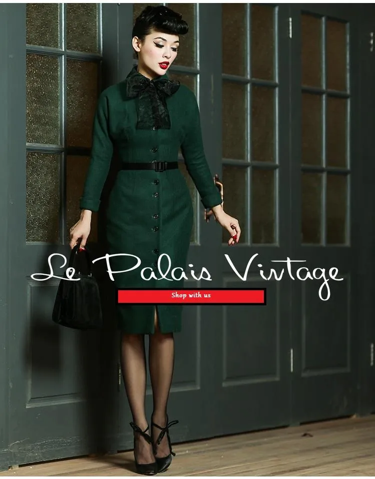 Le Palais Vintage Limited edition retro pin up green retro cashmere coat- Cola