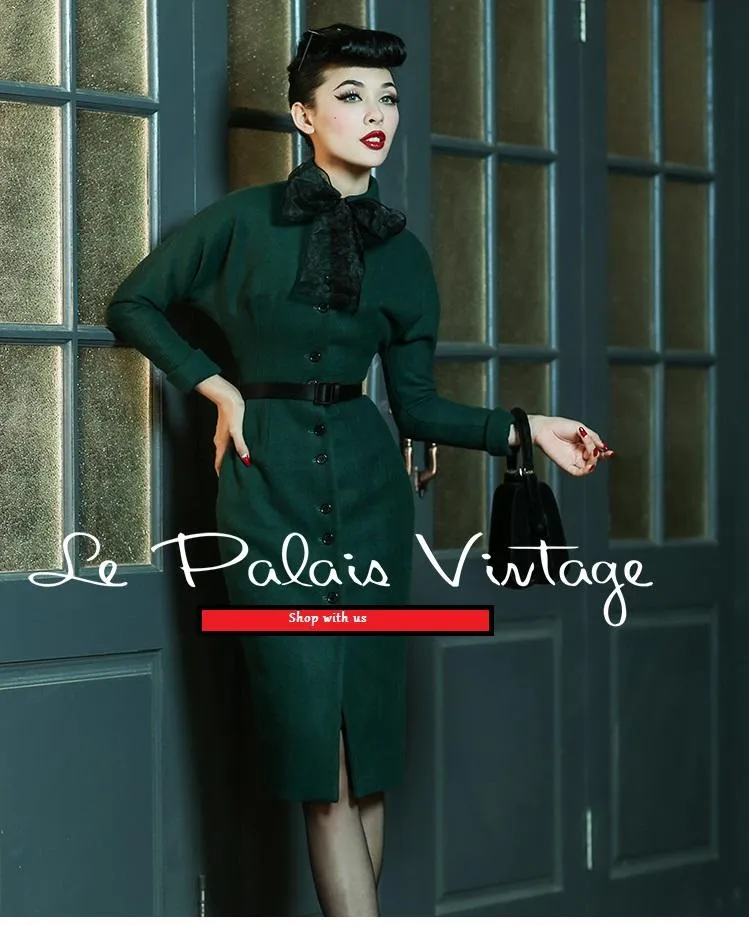 Le Palais Vintage Limited edition retro pin up green retro cashmere coat- Cola