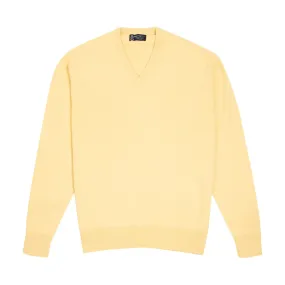 Lemon Frost Tobermorey 4ply V-Neck Cashmere Sweater