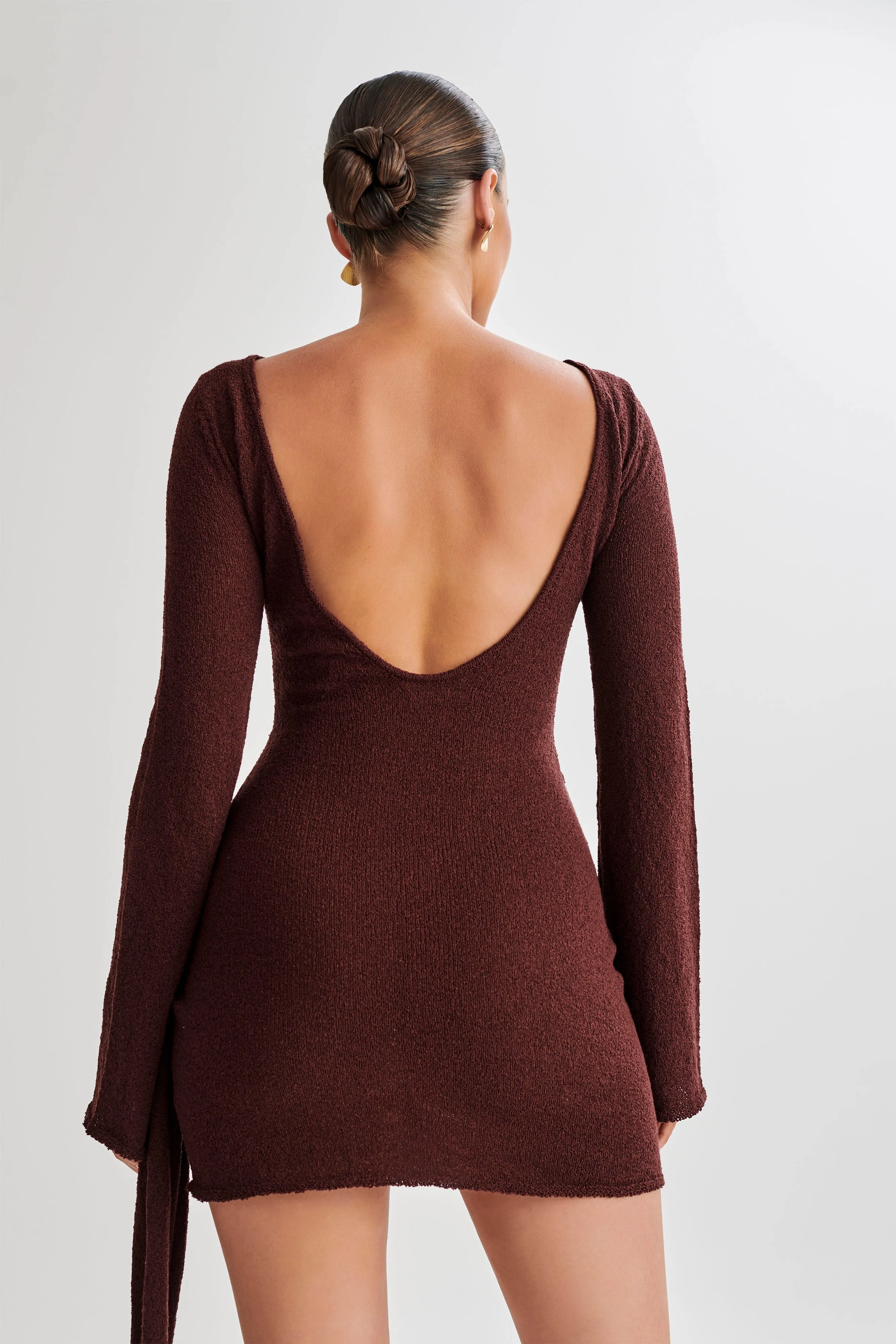 Liana Long Sleeve Knit Mini Dress - Plum