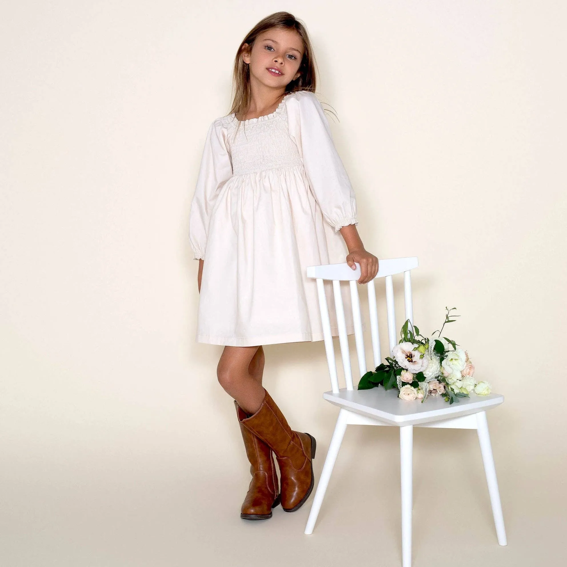 Lily Puff Sleeve Dress - Ecru