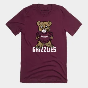 Maroon Retro Grizzlies Tee