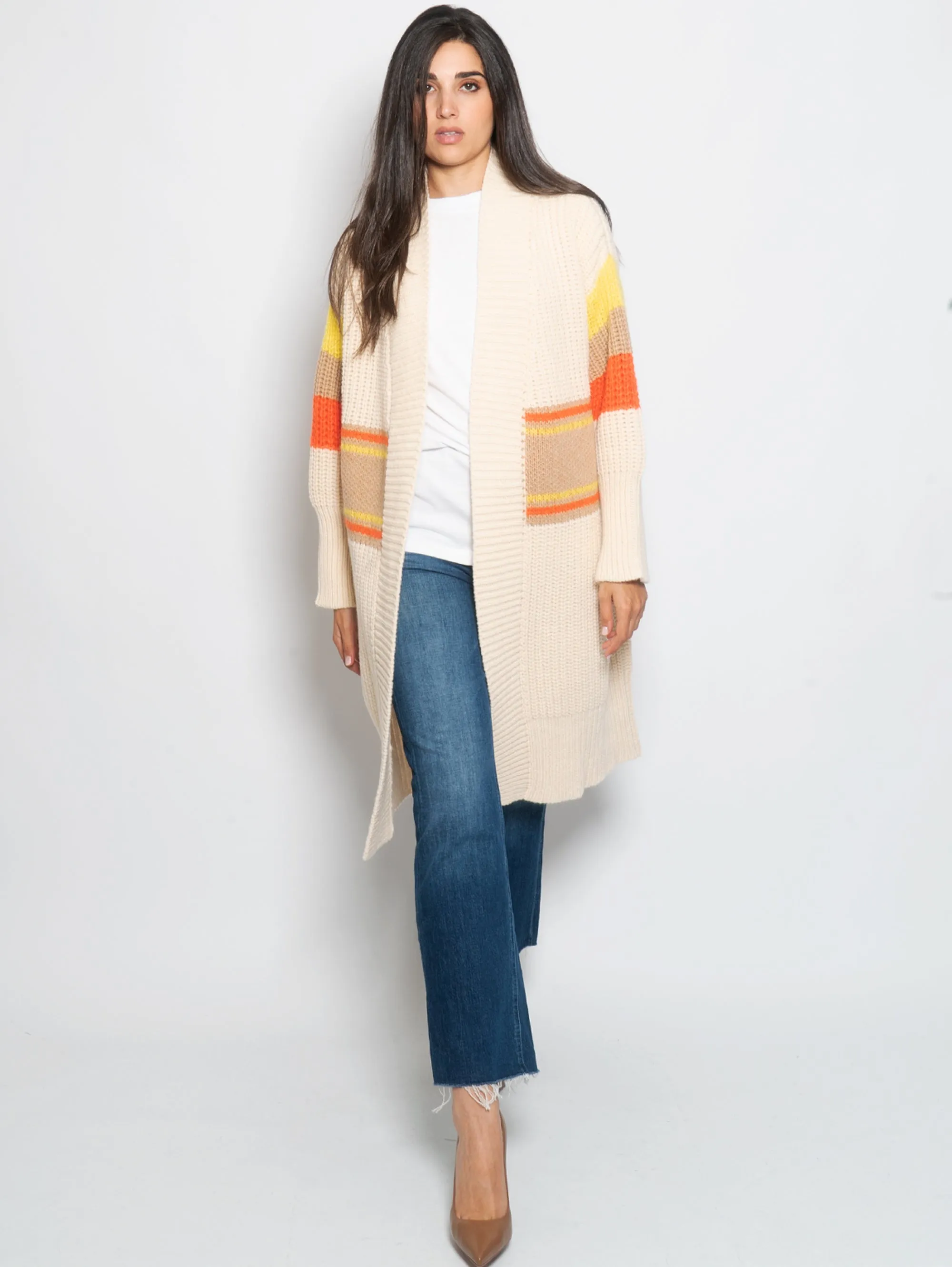 Maxi Cardigan in Maglia Ciao Amore Bianco