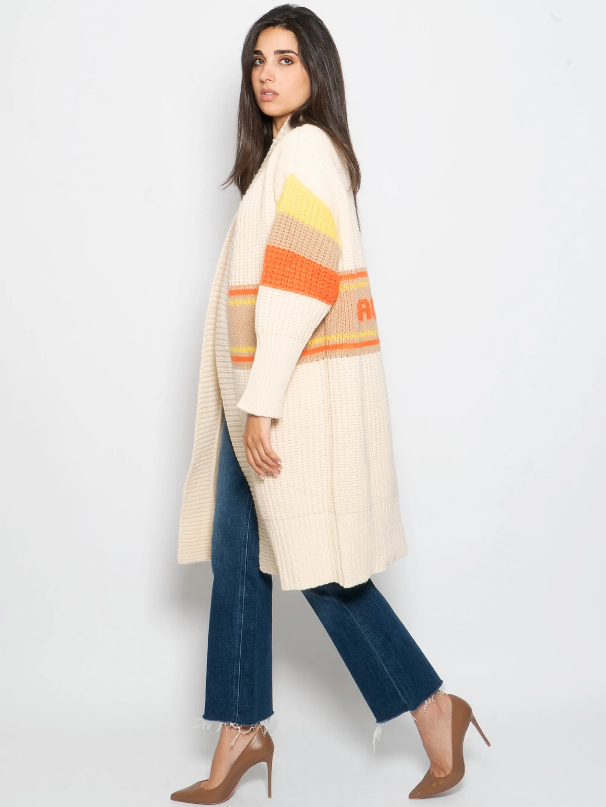 Maxi Cardigan in Maglia Ciao Amore Bianco