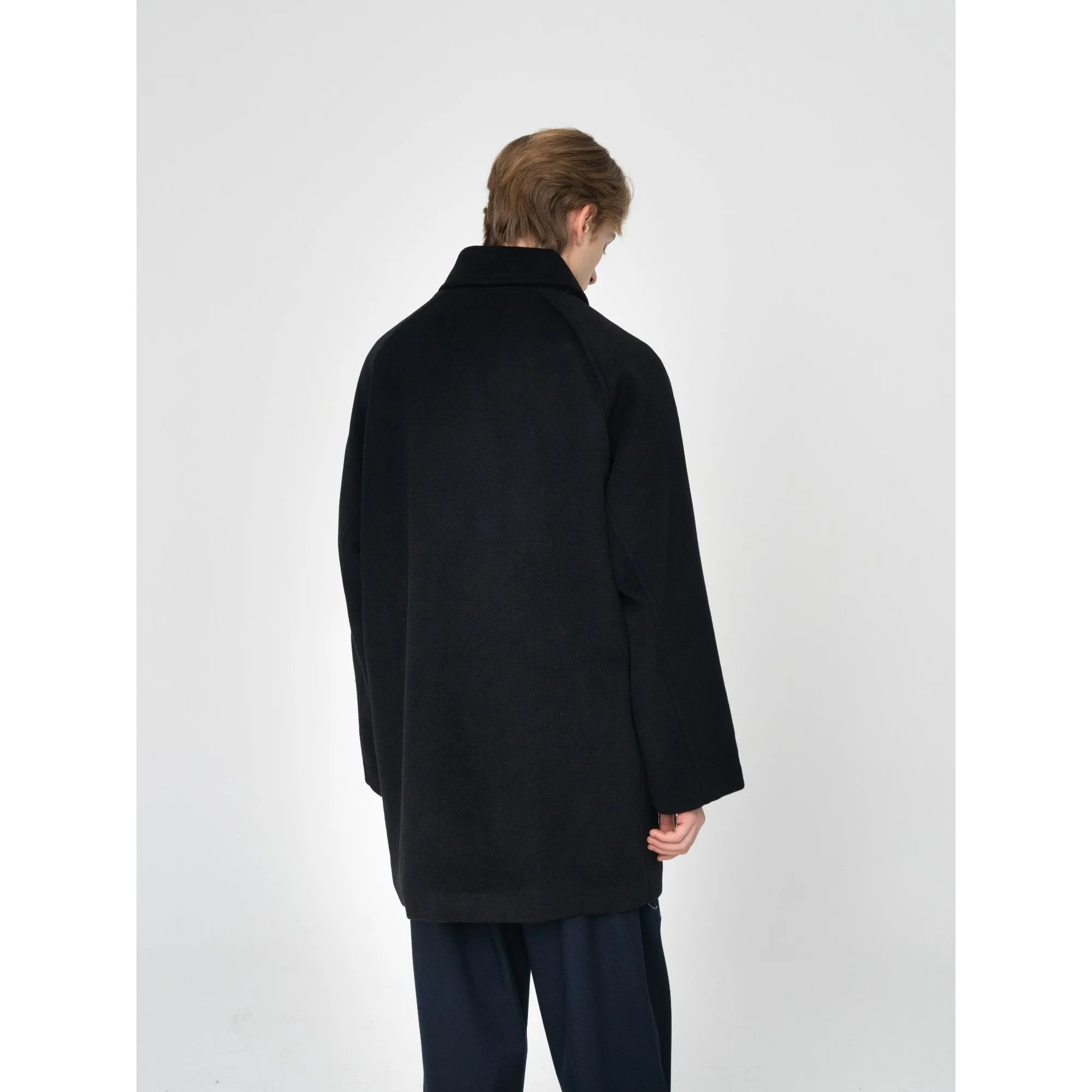 Men Belted Coat - Black