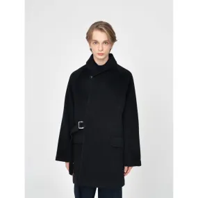 Men Belted Coat - Black