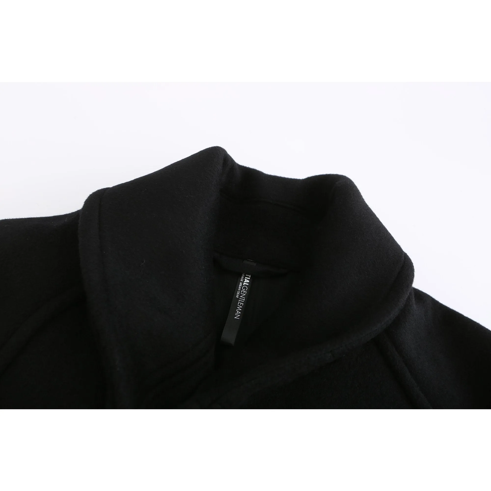 Men Belted Coat - Black