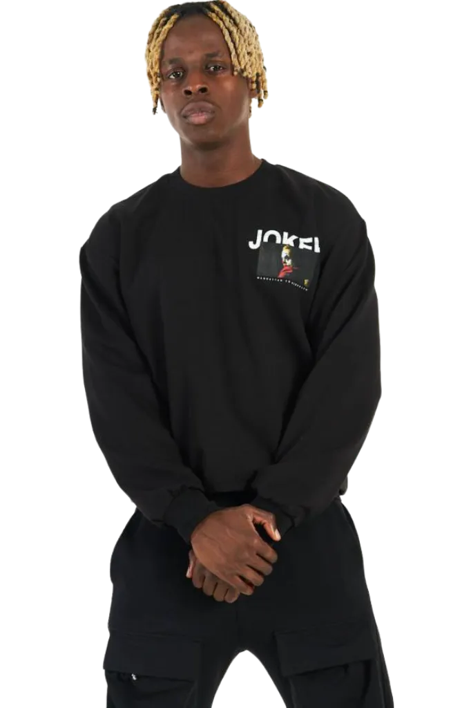 Men's Black Joker Graphic Crewneck Sweatshirt