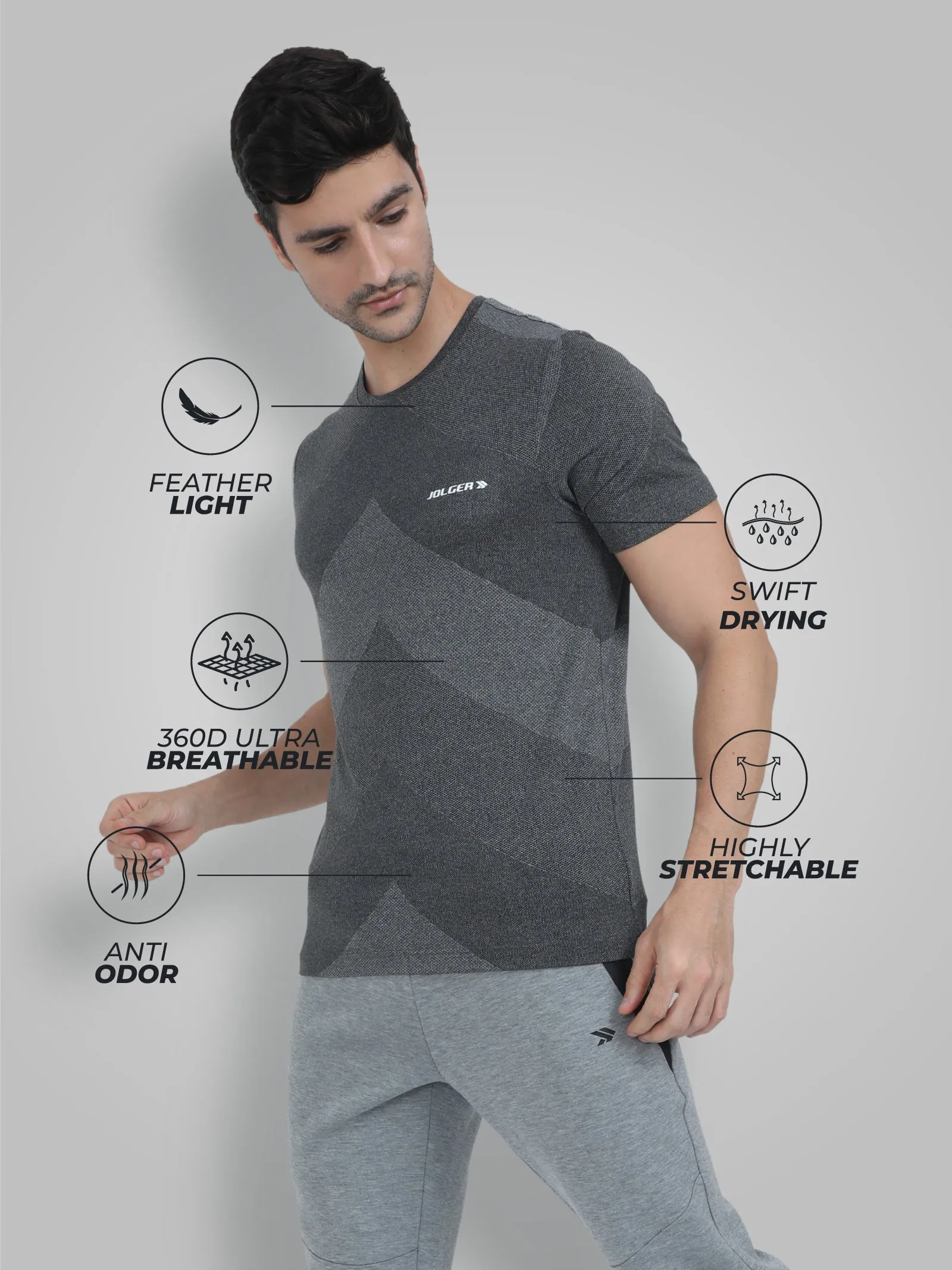 Men's Round Neck Quick Dry Breathable Gym T-Shirt