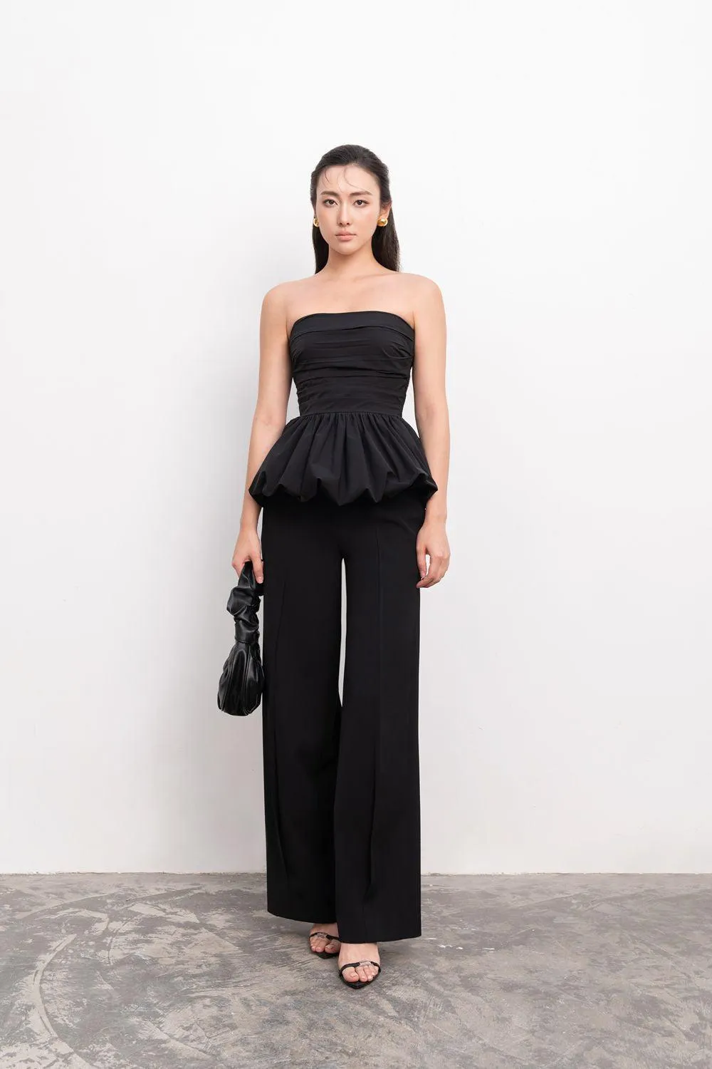 Micah Straight Wide Leg Crepe Ankle Length Pants