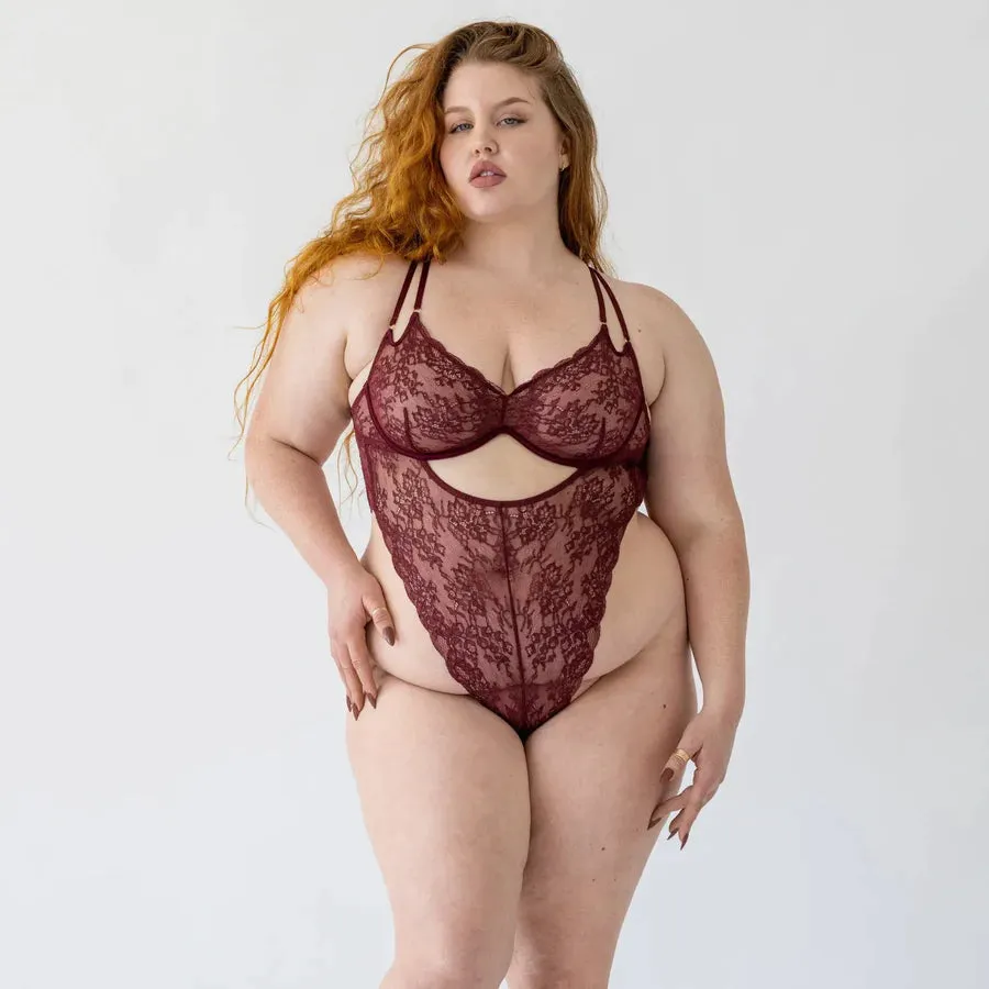 Monique Morin Rush Ouvert Teddy in Red Velvet