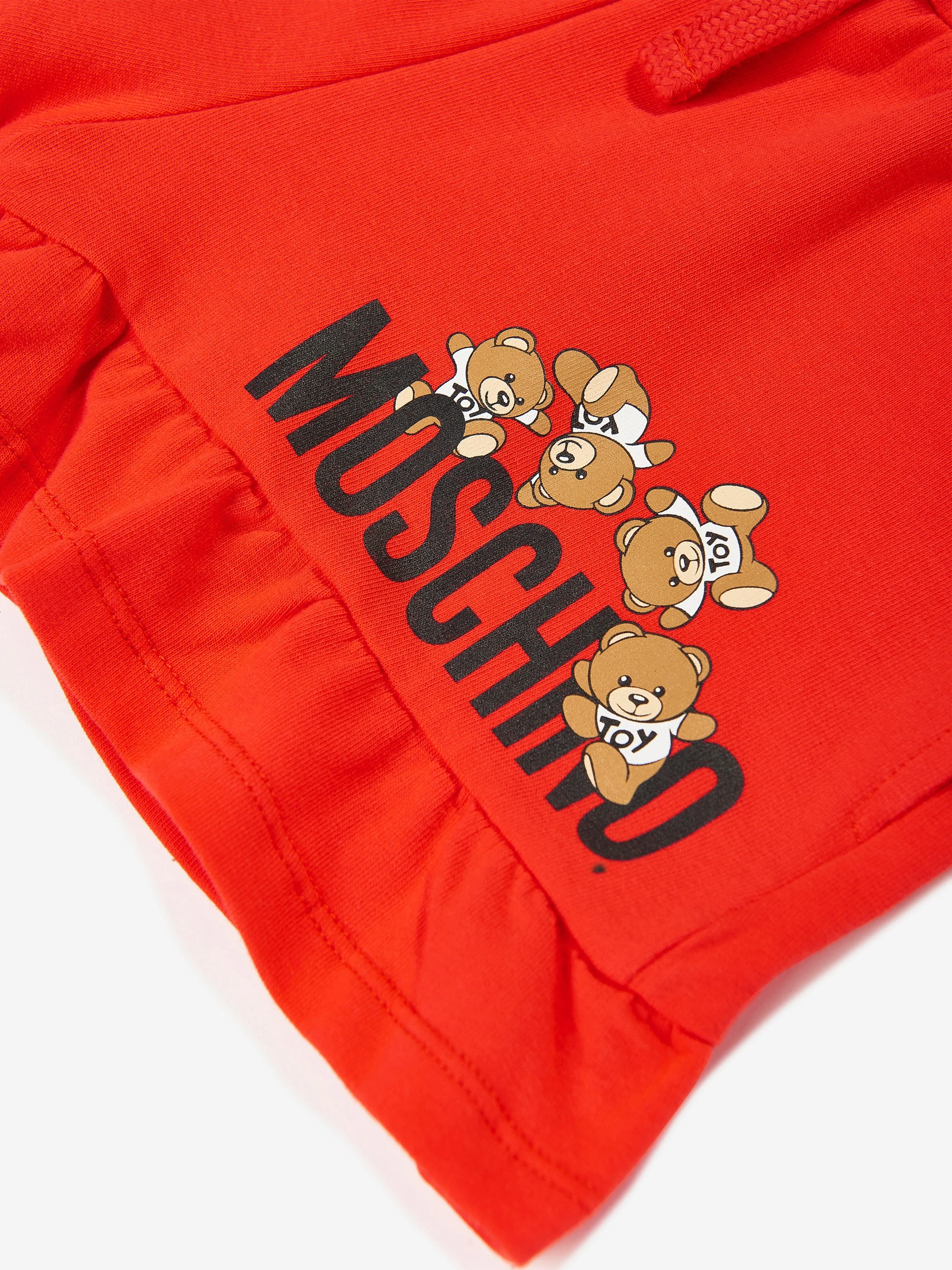 Moschino Girls Teddy Logo Shorts in Red