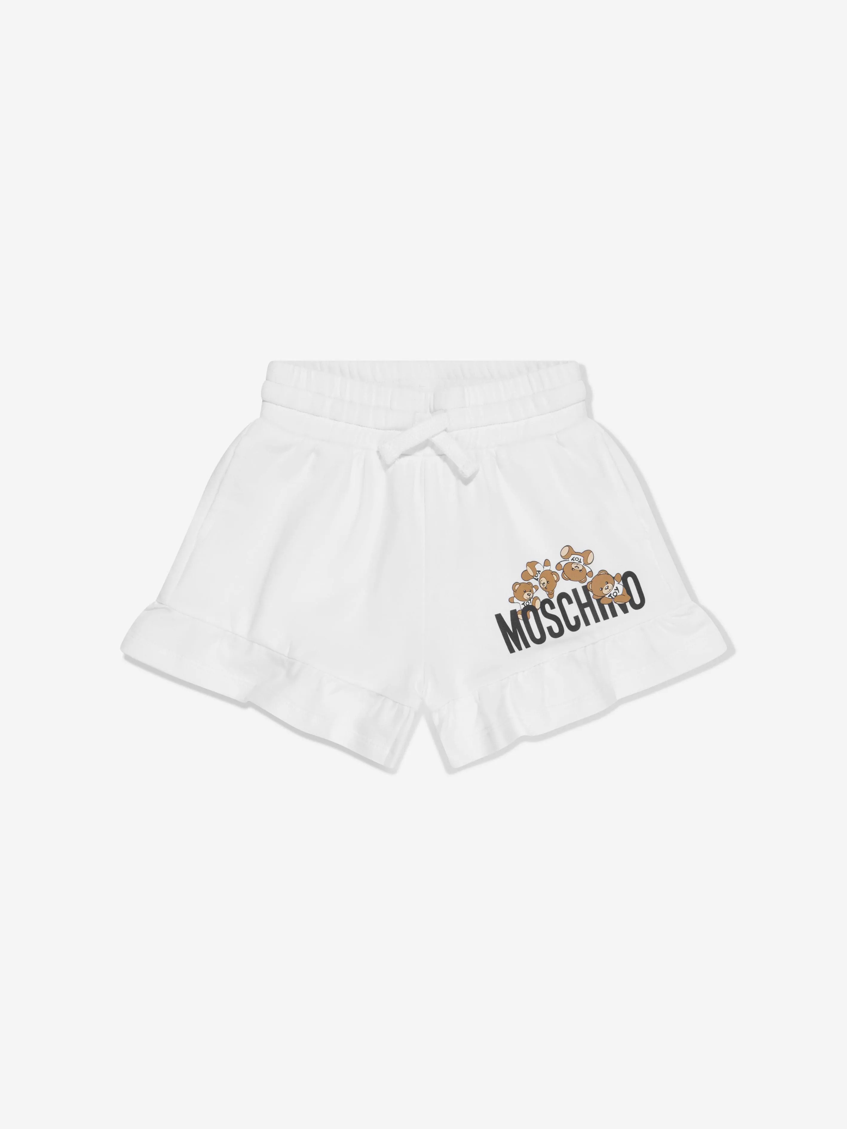 Moschino Girls Teddy Logo Shorts in White