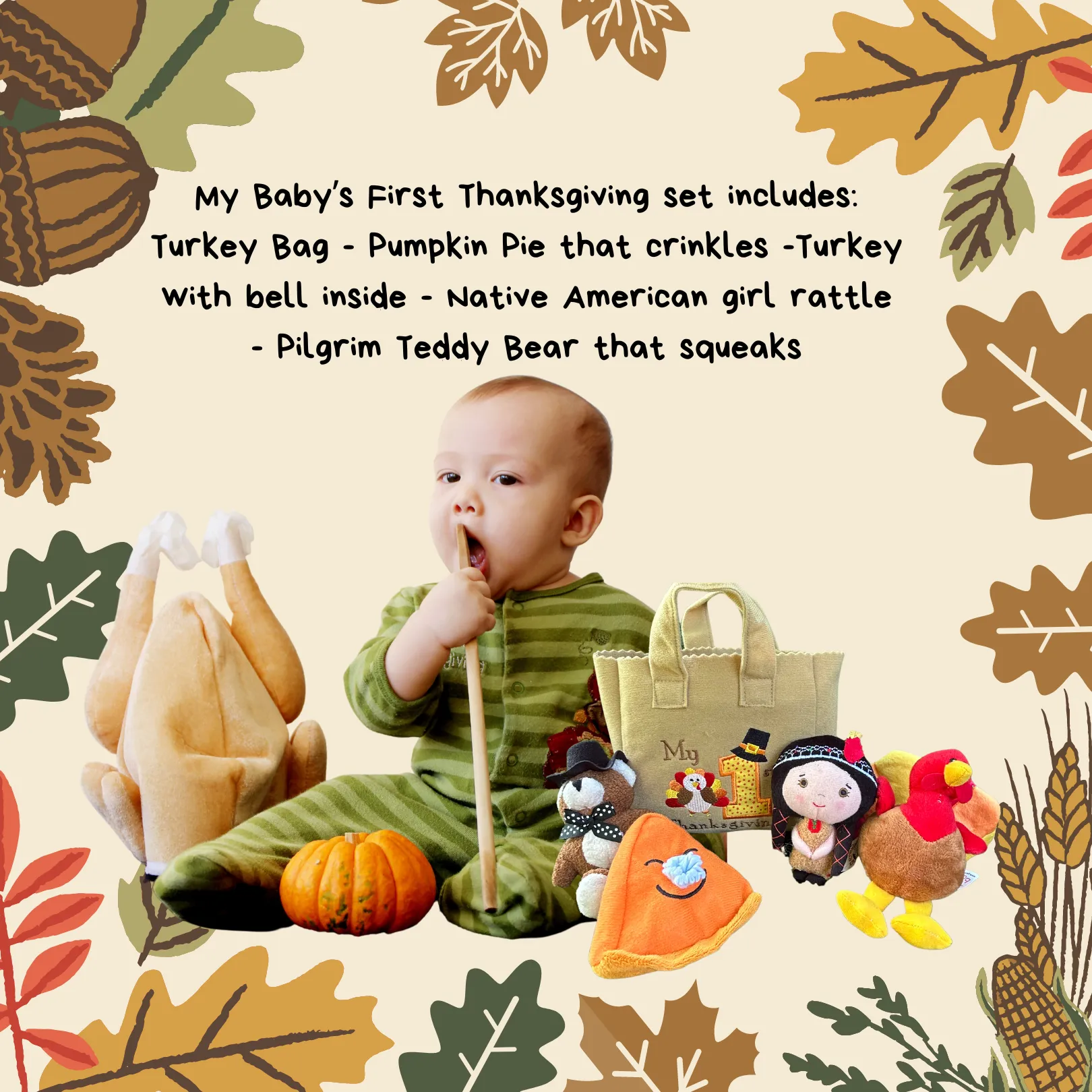 My Baby's First Thanksgiving Holiday Fill and Spill Toy Playset with 4 ct SensoryToys