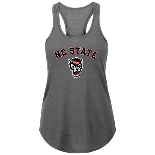 NC State Wolfpack Women's Charcoal Wolfhead Racerback Tank Top