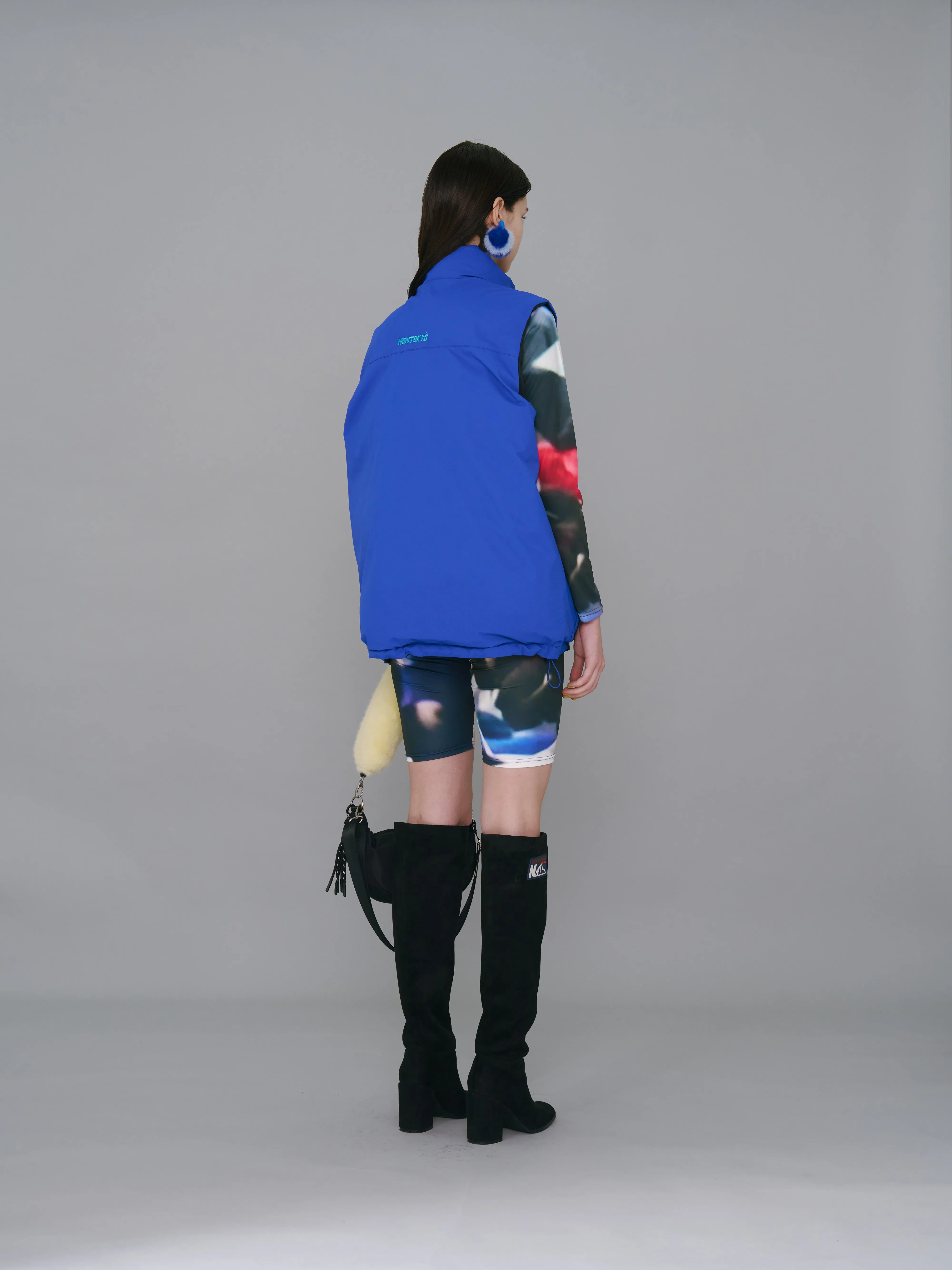 NON TOKYOxUNIVERSAL OVERALL / REVERSIBLE DOWN VEST (BLUE×BLACK)