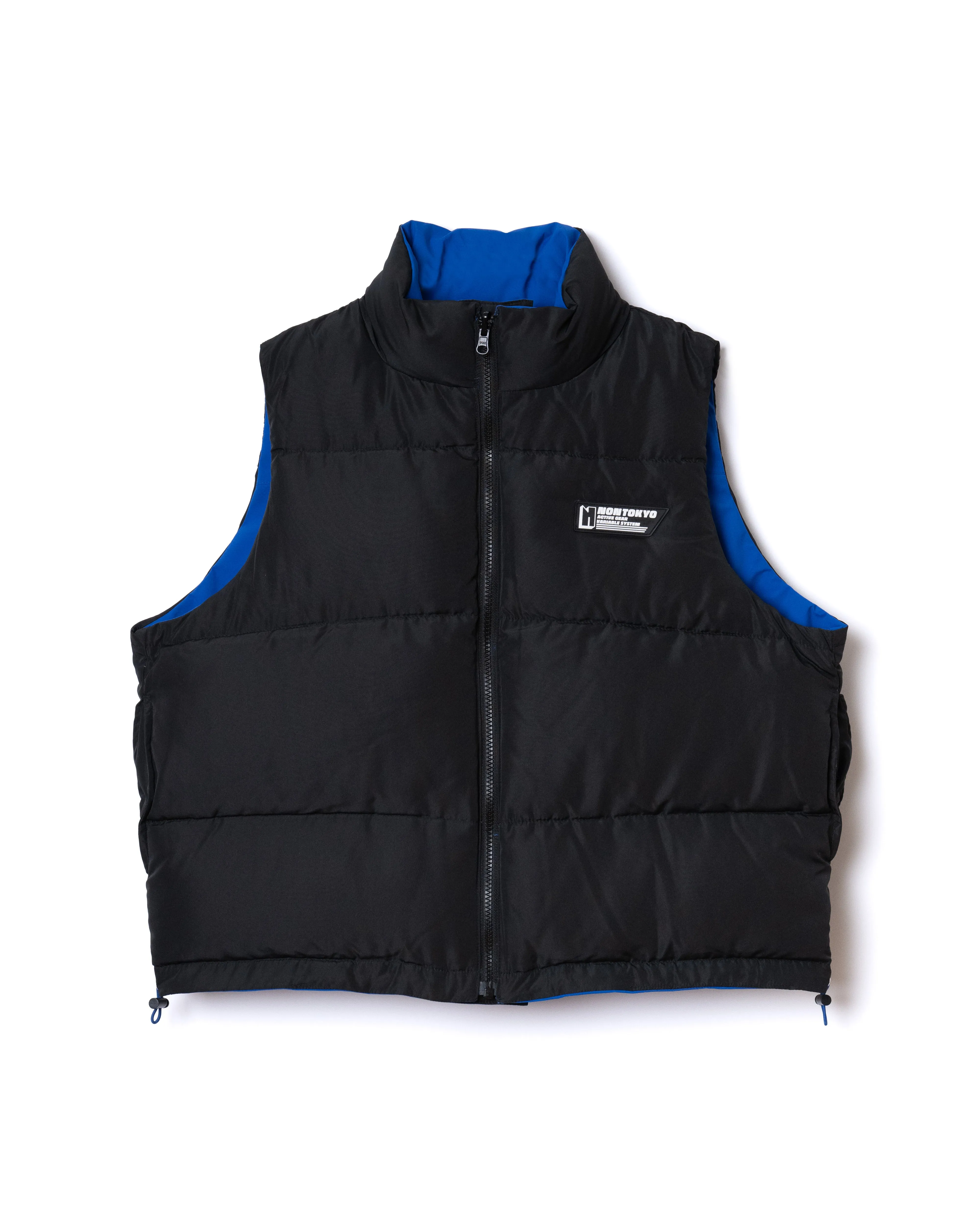 NON TOKYOxUNIVERSAL OVERALL / REVERSIBLE DOWN VEST (BLUE×BLACK)