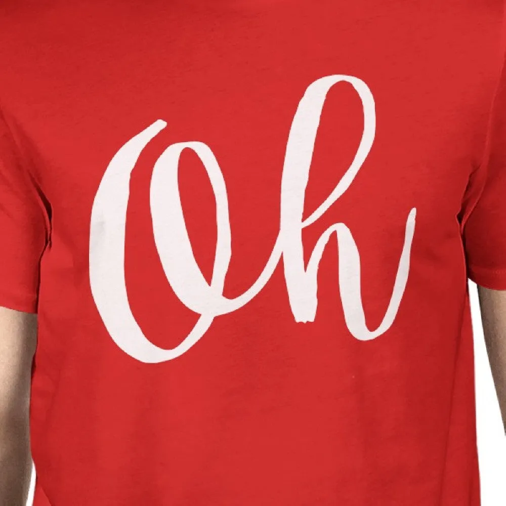 Oh Man Red T-shirts Funny Short Sleeve Typographic T-shirt