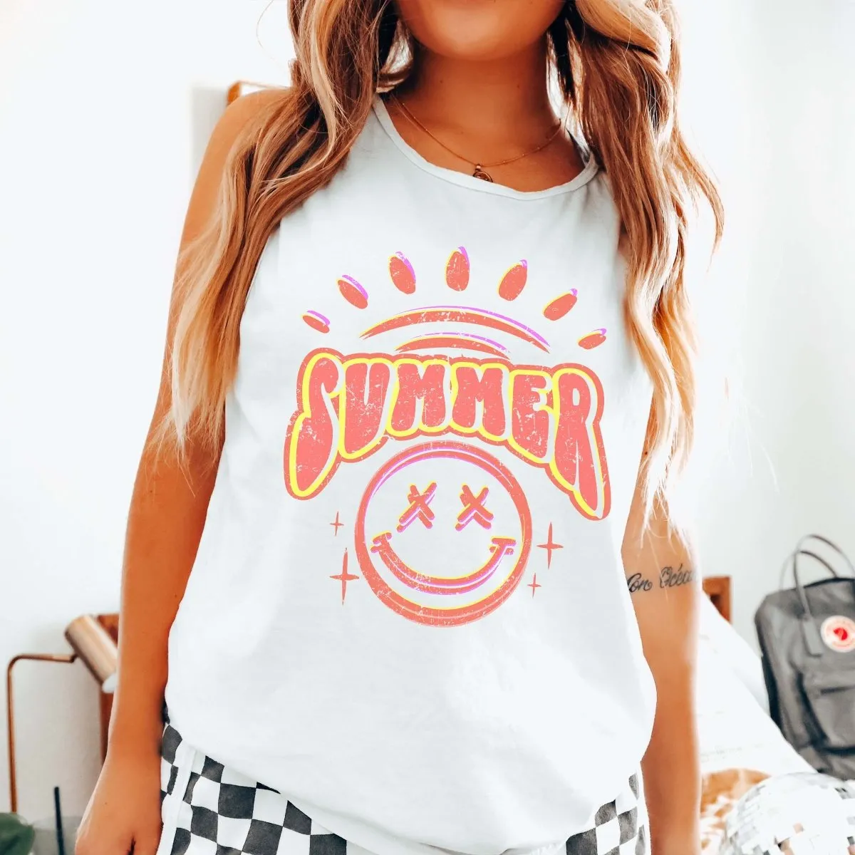 Orange Summer Smile Comfort Color Tank