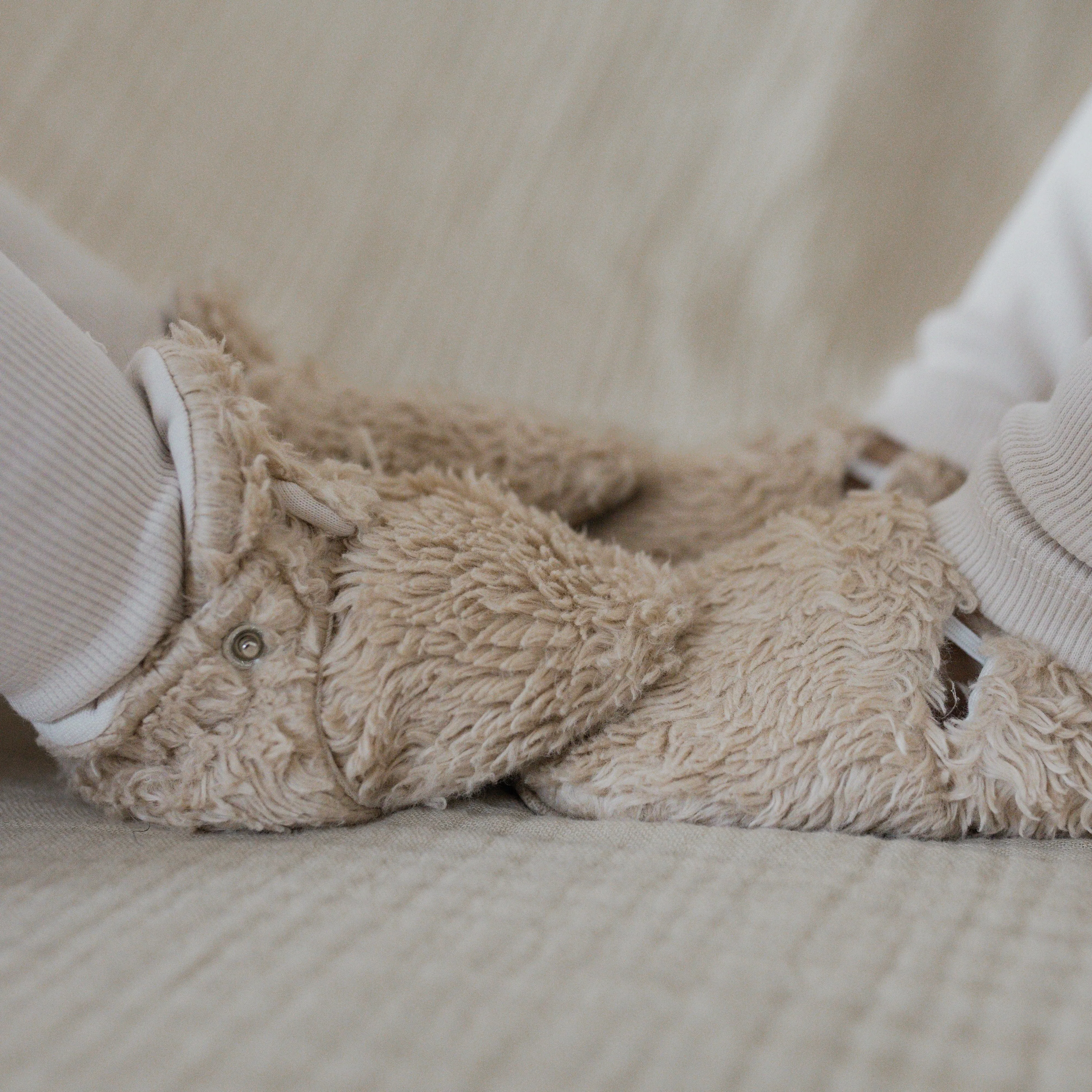 Organic Teddy Booties - Cream