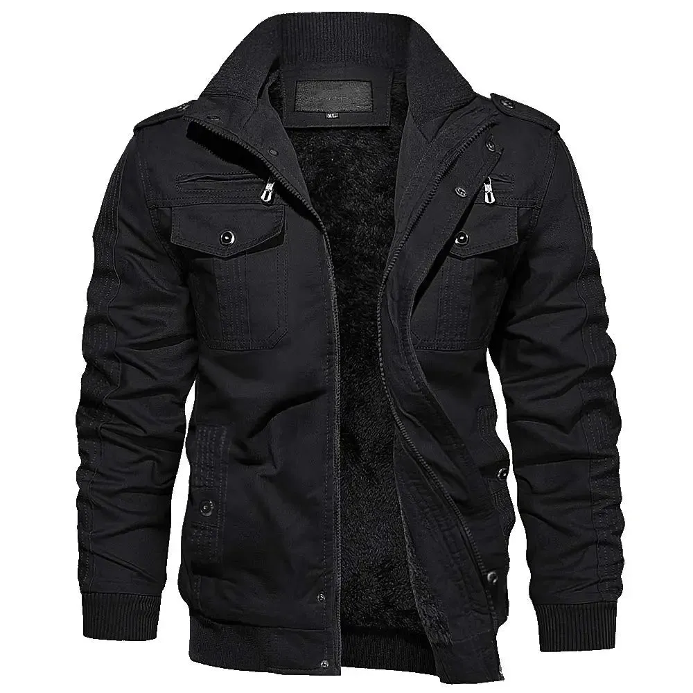 Oversize cotton winter thicken fleece casual jacket with multi-pockets