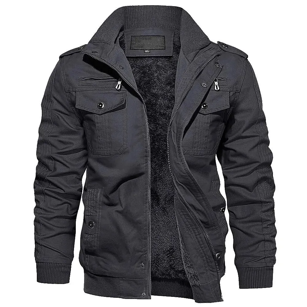 Oversize cotton winter thicken fleece casual jacket with multi-pockets