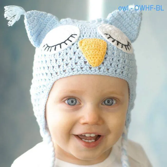 Owl Knit Hat in Blue