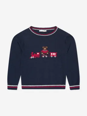 Patachou Boys Wool Knitted Jumper in Navy