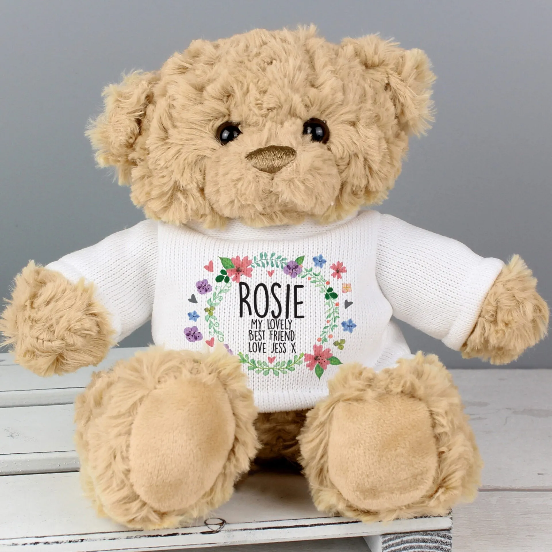 Personalised Floral Teddy Bear