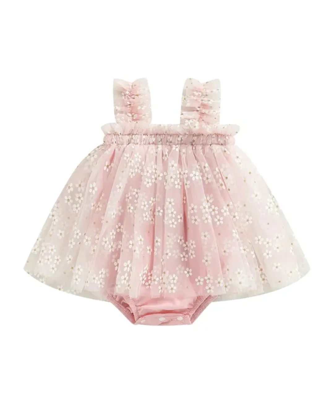 Pink Daisy Tulle Romper  #1000191