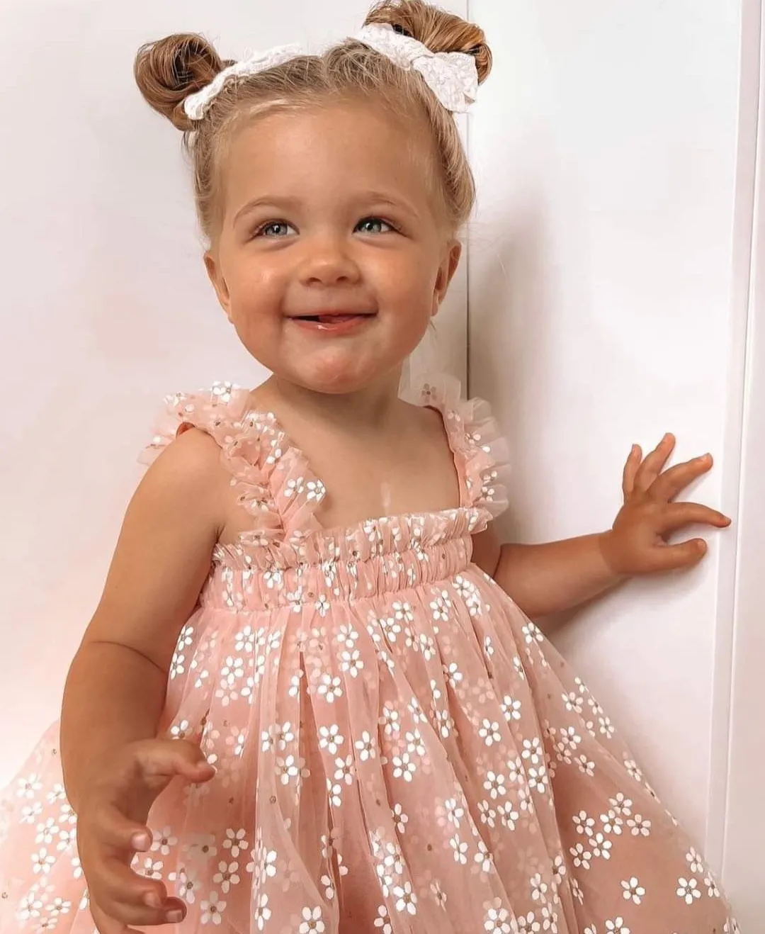 Pink Daisy Tulle Romper  #1000191