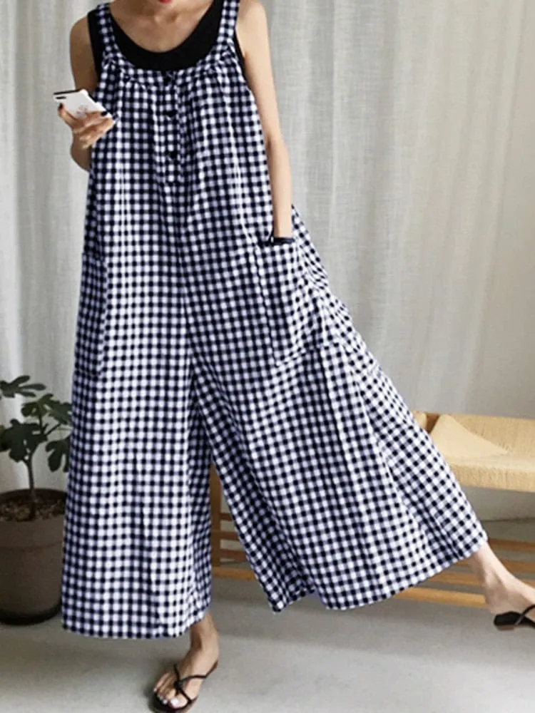 Plaid Plus Size Overall