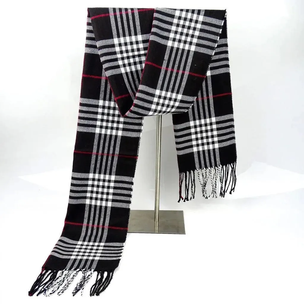 Plaid Soft Long Winter Scarfs Cozy 100% Cashmere Pashmina Wool