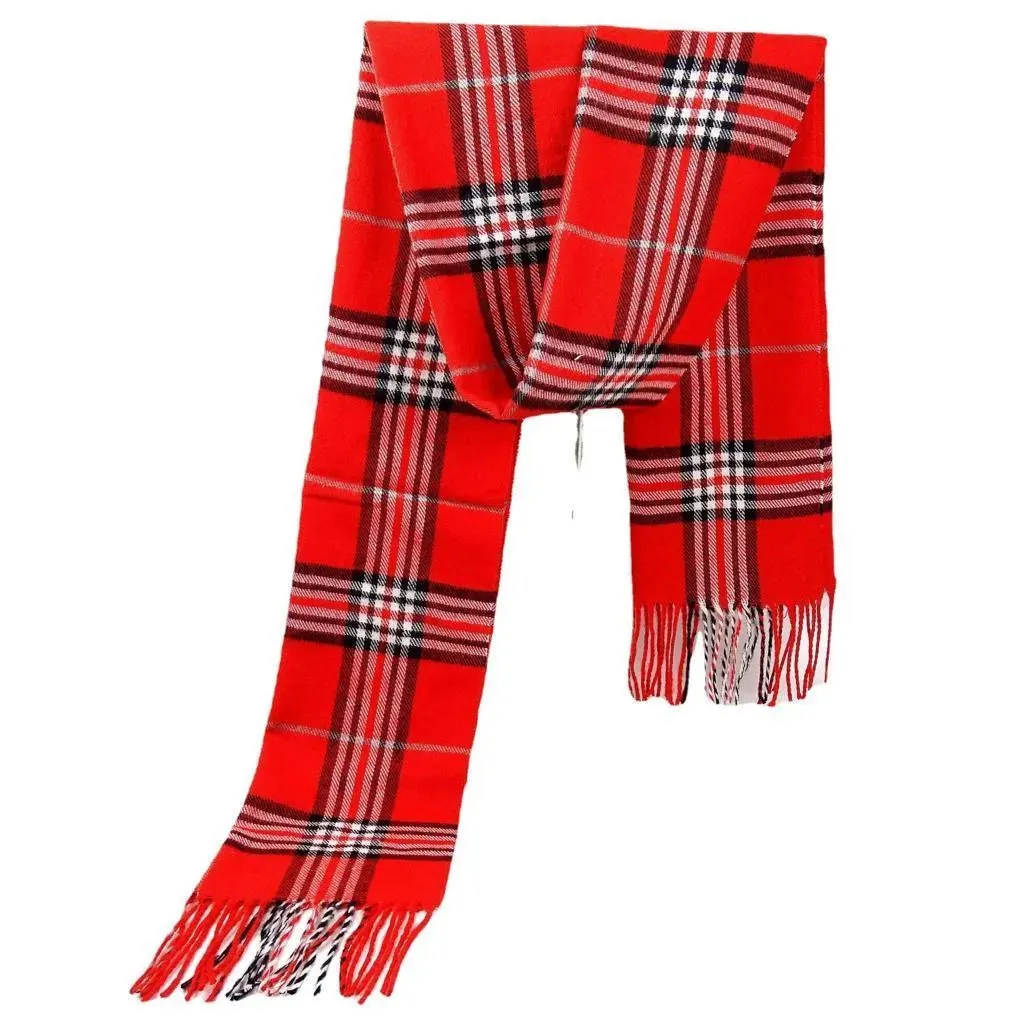 Plaid Soft Long Winter Scarfs Cozy 100% Cashmere Pashmina Wool