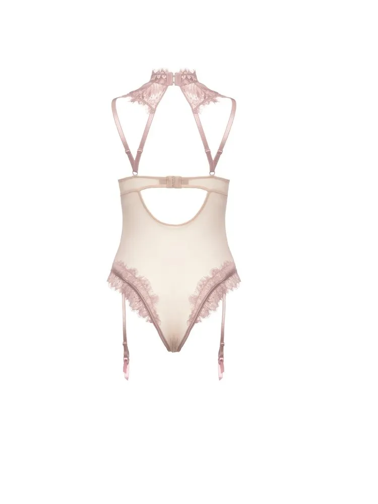 Plus Size Mauve Mesh & Lace Teddy