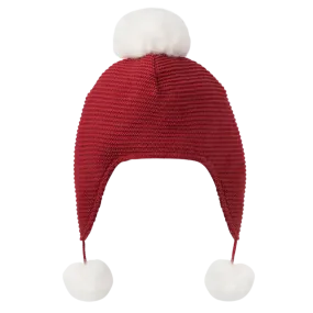 Pom Pom Baby Knit Aviator Hat - Holiday Red