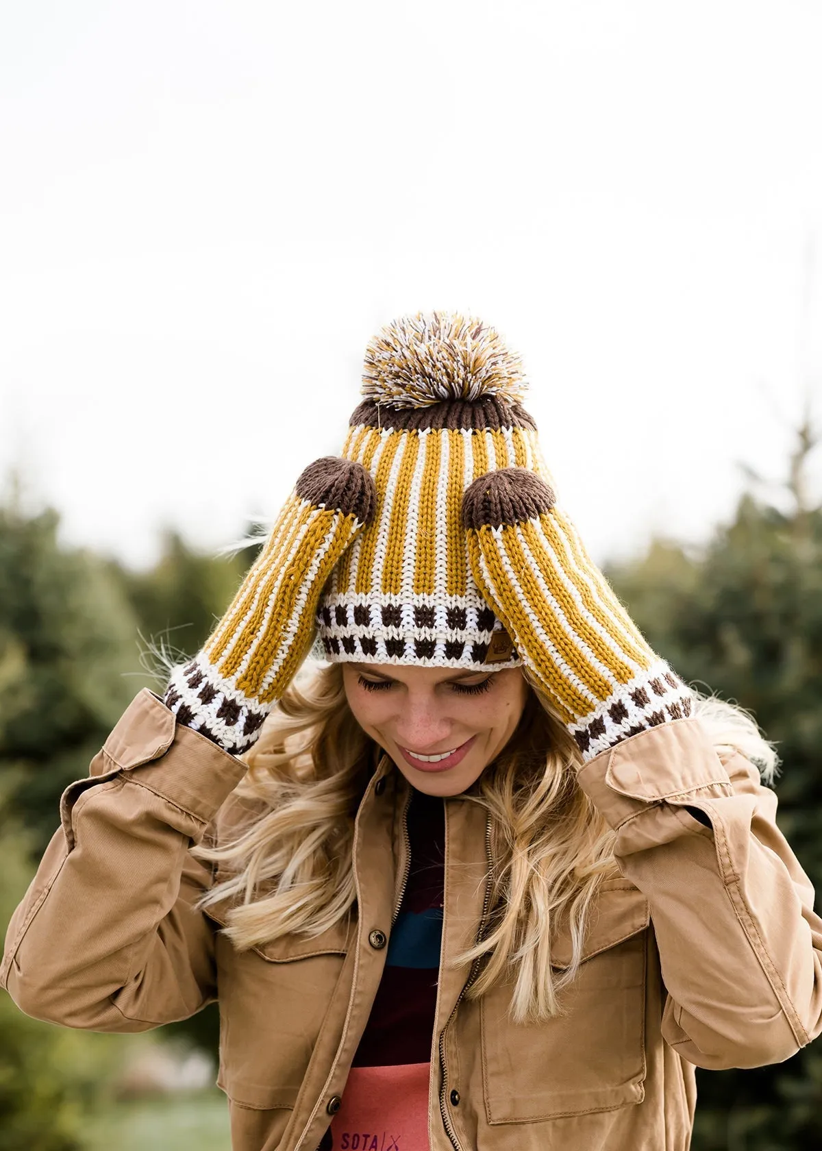 Pom Pom Fleece Lined Hat or Mittens - FINAL SALE