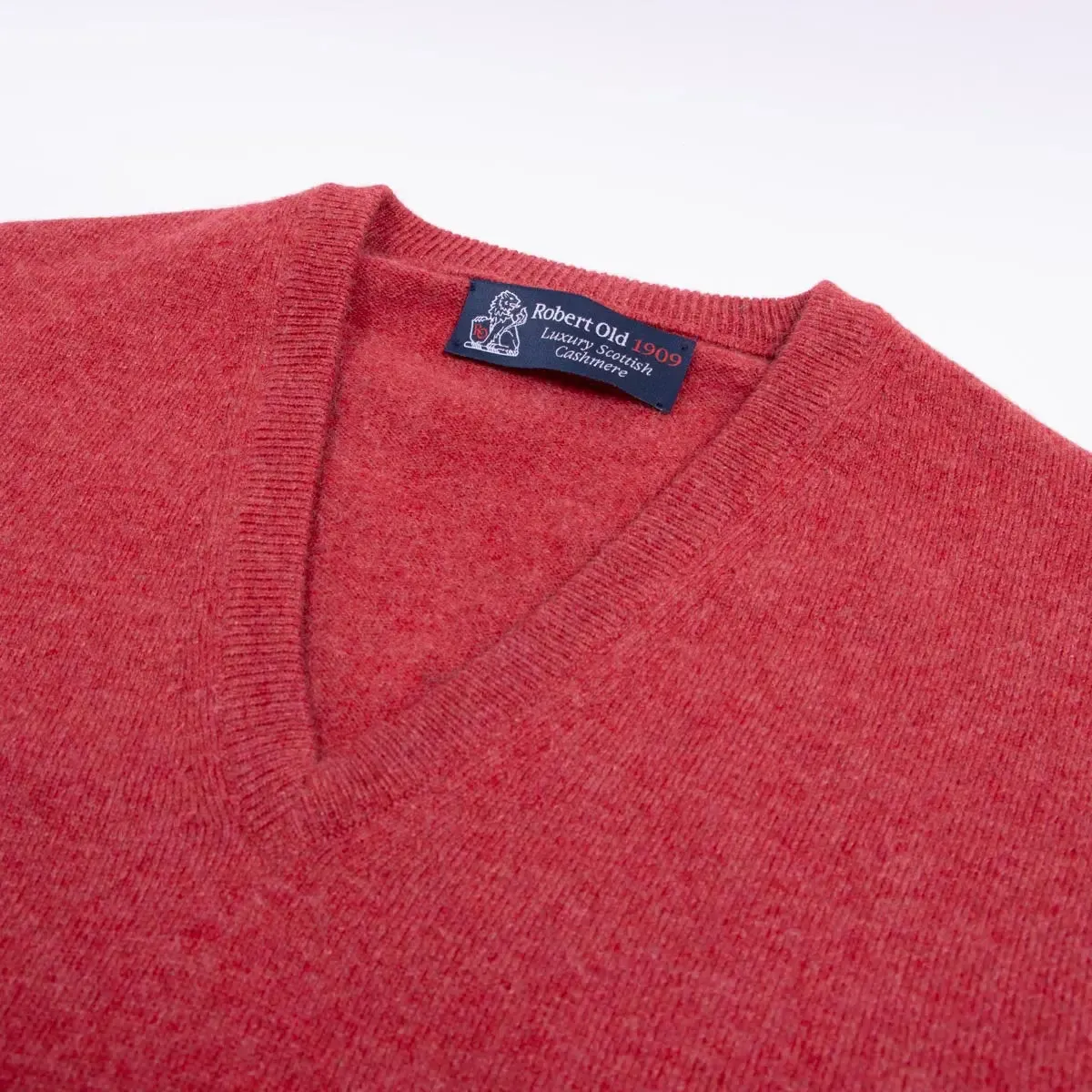 Poppy Melange Chatsworth 2ply V-Neck Cashmere Sweater