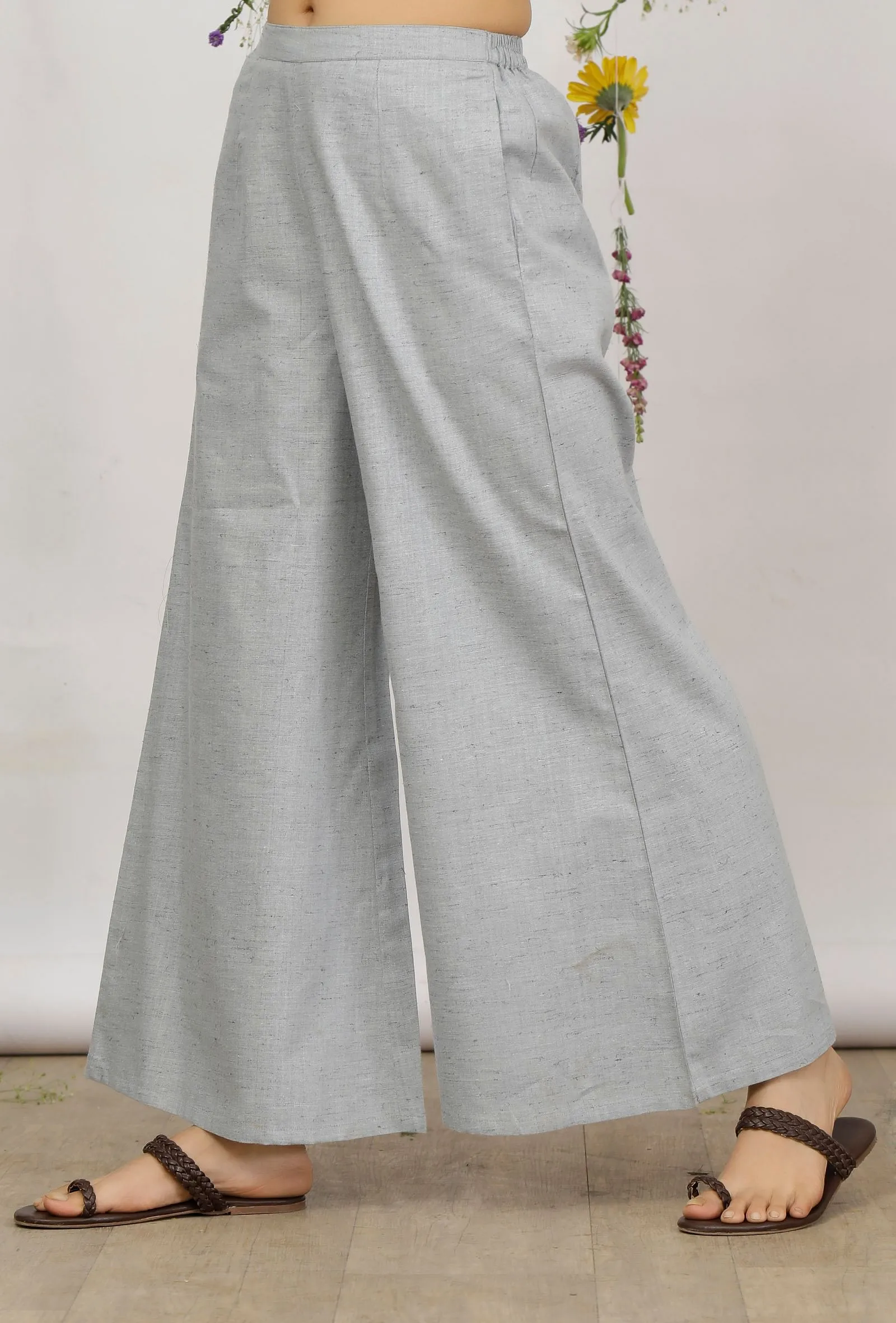 Powder Blue Cotton Khaadi Flared Pants