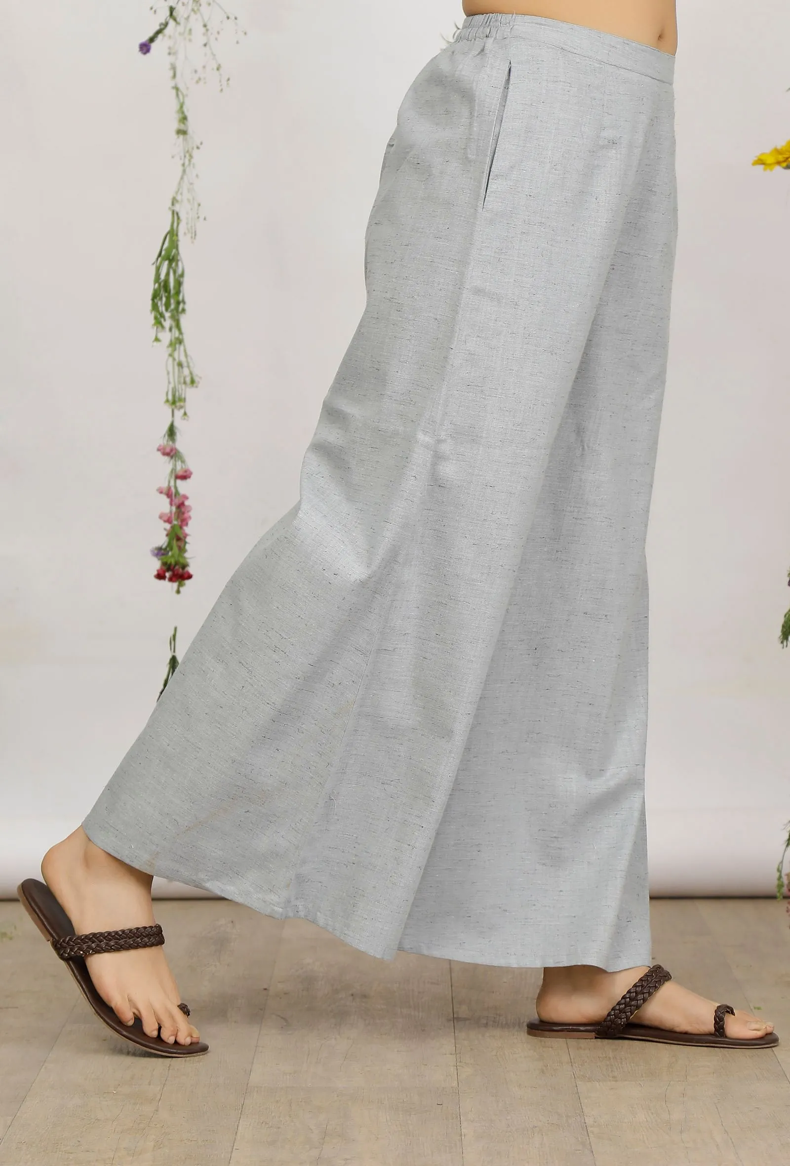 Powder Blue Cotton Khaadi Flared Pants