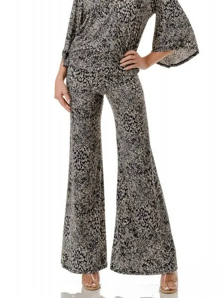 Print Palazzo Pant - Grey/Black/Tan