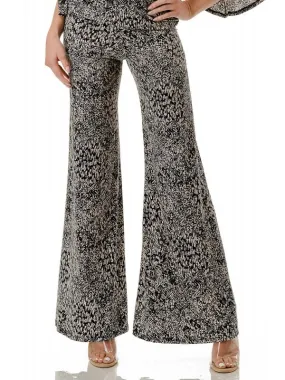 Print Palazzo Pant - Grey/Black/Tan