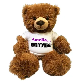 Prom or Homecoming Teddy Bear -  Personalized 14" Fuzzy Brown Bear