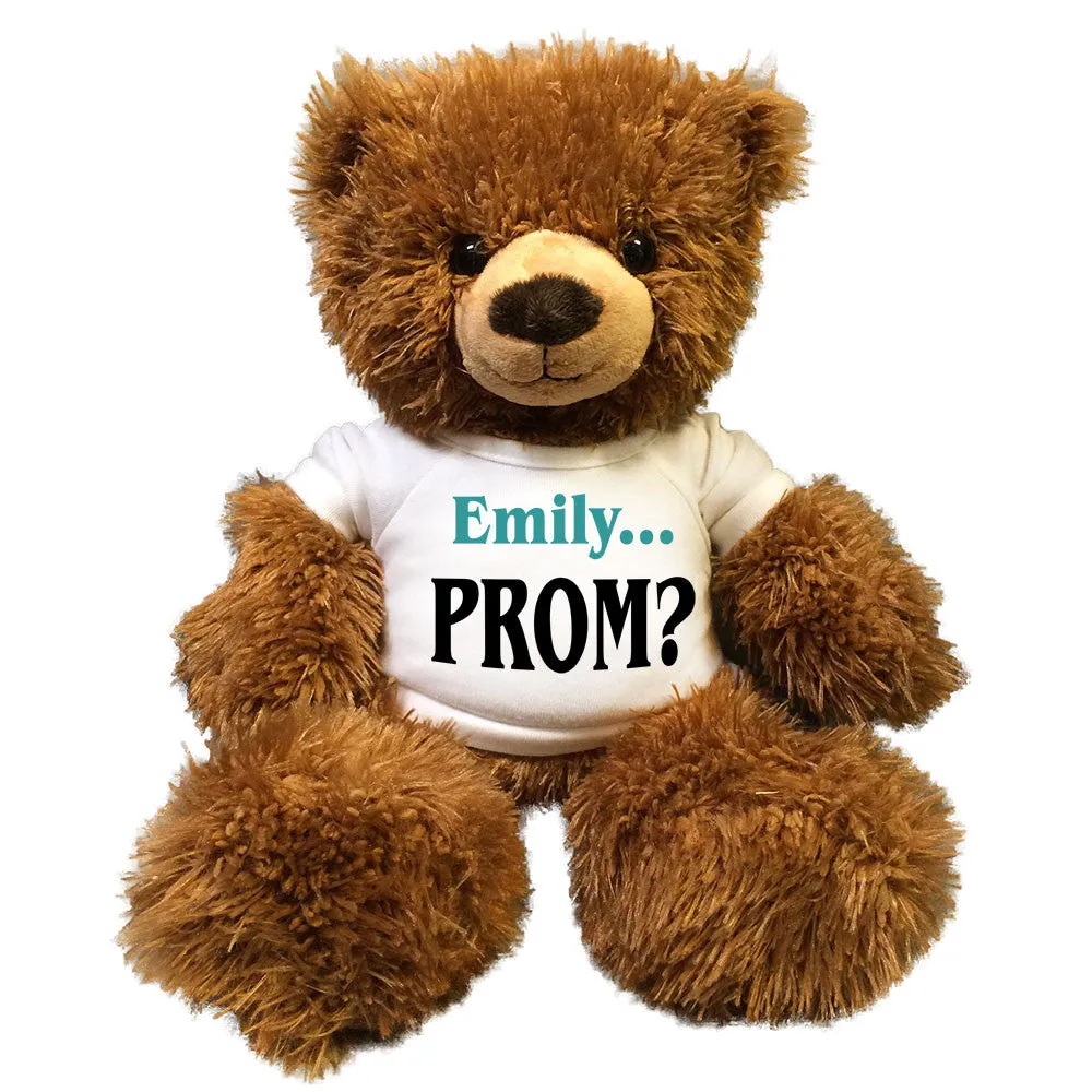 Prom or Homecoming Teddy Bear -  Personalized 14" Fuzzy Brown Bear