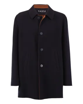 PURE CASHMERE CAR COAT - NAVY/VICUNA