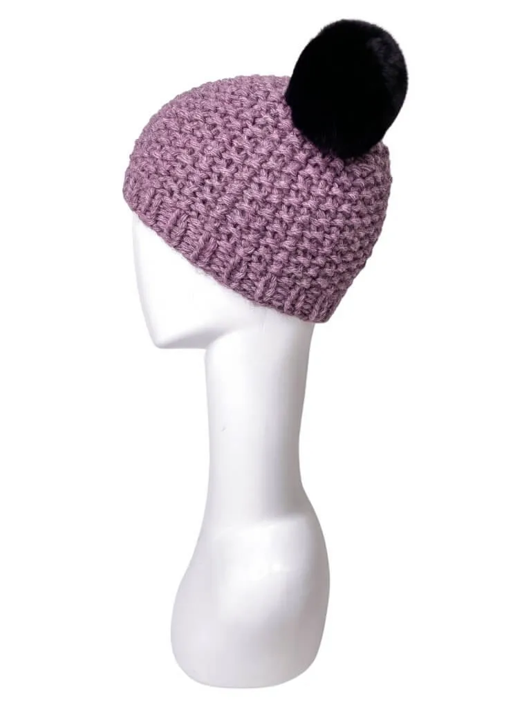 Purple Chinchilla Fur Beanie